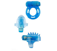 Набор из 3 синих эрекционных колец с вибрацией Teasers Ring Kit (синий)