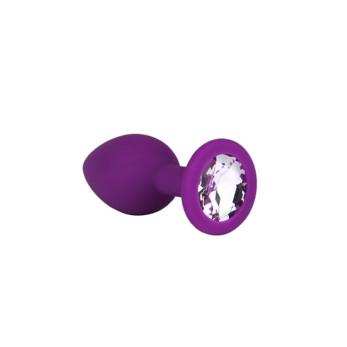 Фиолетовая силиконовая пробка с прозрачным кристаллом - 7,3 см. (прозрачный)