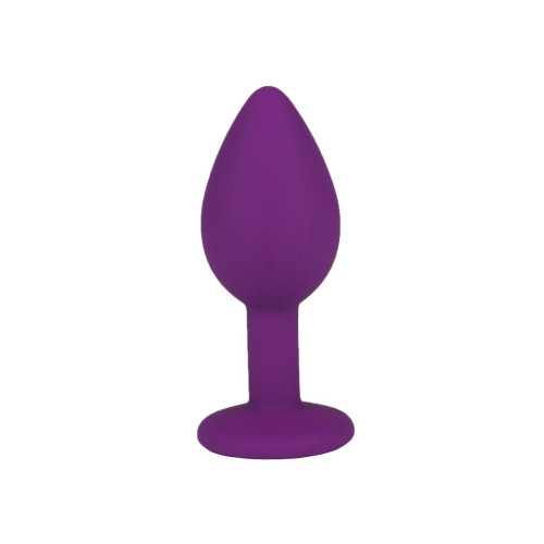Фиолетовая силиконовая пробка с прозрачным кристаллом - 7,3 см. (прозрачный)
