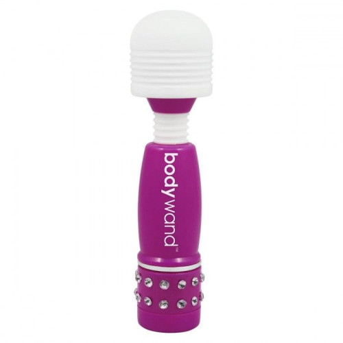 Фиолетово-белый жезловый мини-вибратор с кристаллами Mini Massager Neon Edition (фиолетовый с белым)