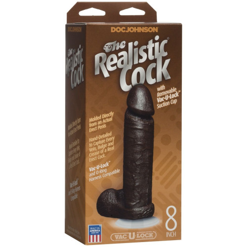 Коричневый фаллоимитатор The Realistic Cock 8” with Removable Vac-U-Lock Suction Cup - 20,57 см. (коричневый)