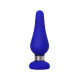 Синяя силиконовая анальная втулка с ограничителем - 11,5 см. (синий)