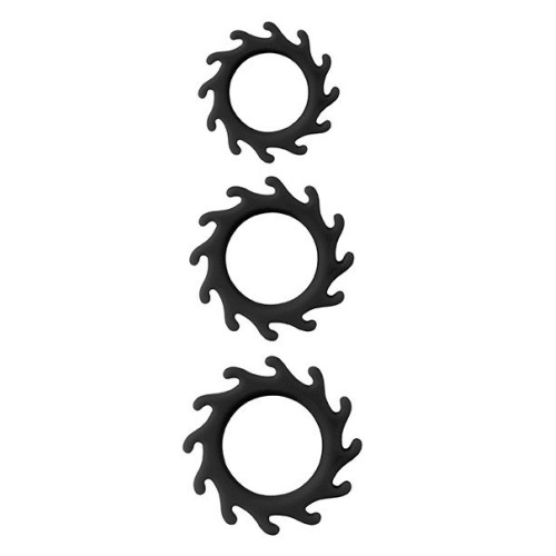 Набор из 3 эрекционных колец MENZSTUFF BUZZ SAW COCK RING SET (черный)