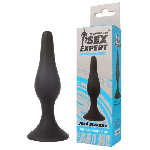 Чёрная анальная пробка Sex Expert - 9,5 см. (черный)