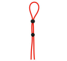 Красное лассо на пенис с двумя бусинами STRETCHY LASSO CAGE (красный)