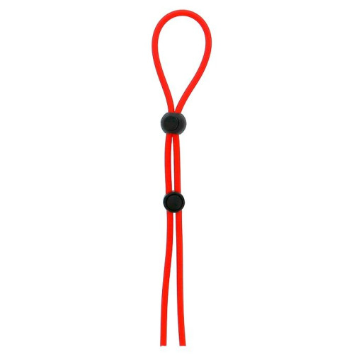 Красное лассо на пенис с двумя бусинами STRETCHY LASSO CAGE (красный)