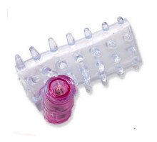 Прозрачная вибронасадка на пенис с шишечками и открытой головкой (прозрачный)