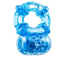 Голубое эрекционное виброкольцо Reusable 5 Function Cock Ring (голубой)