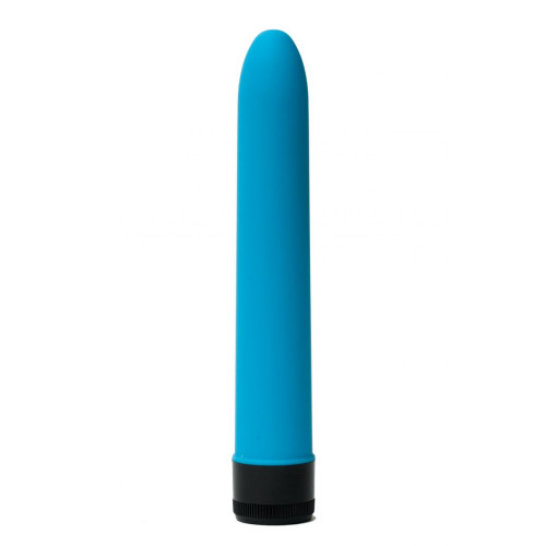 Голубой гладкий вибратор с силиконовым напылением - 17,5 см. (голубой)