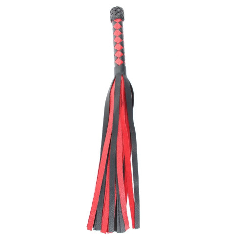Черно-красная плеть с плетеной ромбовидной ручкой - 60 см. (черный с красным)