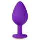 Фиолетовая анальная пробка Bling Plug Medium с золотистым стразом - 8,3 см. (фиолетовый)