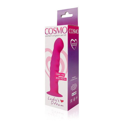 Розовый фаллоимитатор с ребристой поверхностью Cosmo - 14 см. (розовый)
