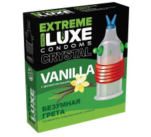 Стимулирующий презерватив  Безумная Грета  с ароматом ванили - 1 шт. (прозрачный)