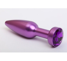 Фиолетовая анальная пробка с фиолетовым стразом - 11,2 см. (фиолетовый)