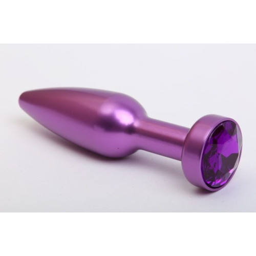 Фиолетовая анальная пробка с фиолетовым стразом - 11,2 см. (фиолетовый)