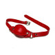 Красный кожаный кляп на ремешках с пряжкой (красный)