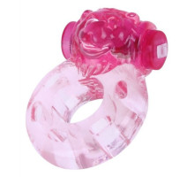 Розовое эрекционное виброкольцо  Медвежонок (розовый)