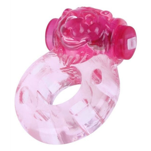 Розовое эрекционное виброкольцо  Медвежонок (розовый)