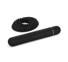 Черный мини-вибратор Le Wand Baton с текстурированной насадкой - 11,9 см. (черный)