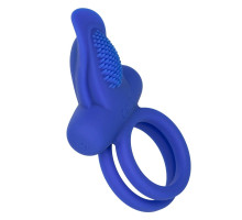 Синее перезаряжаемое эрекционное кольцо Silicone Rechargeable Dual Pleaser Enhancer (синий)