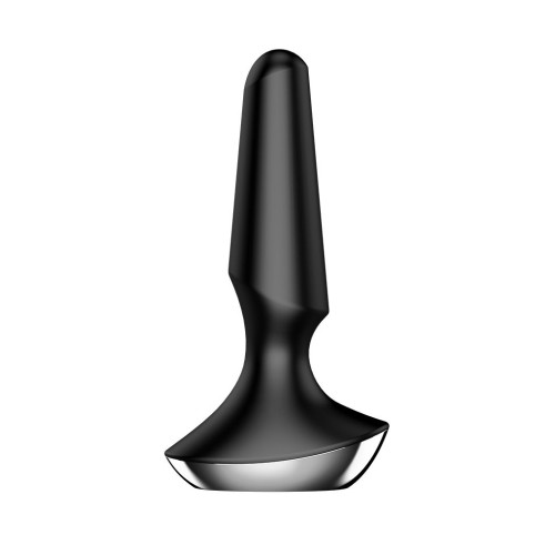 Черная анальная пробка с вибрацией Satisfyer Plug-ilicious 2 - 14 см. (черный)