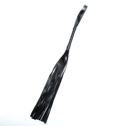 Черная плеть из эко-кожи с витой ручкой - 55 см. (черный)