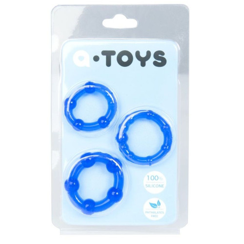 Набор из 3 синих эрекционных колец A-toys (синий)