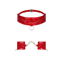 Игровой комплект Hunteria: наручники и чокер (красный)