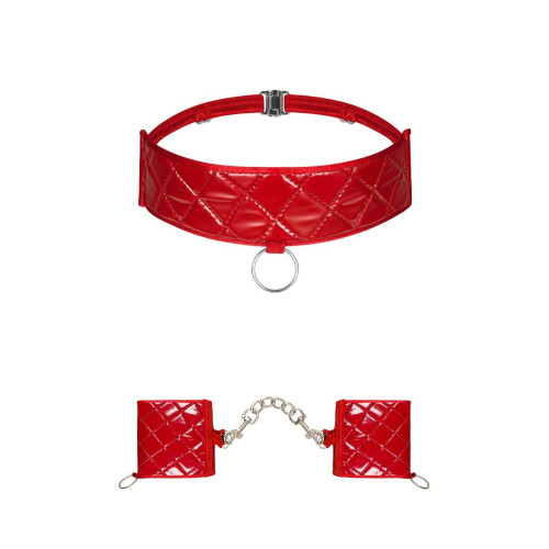 Игровой комплект Hunteria: наручники и чокер (красный)
