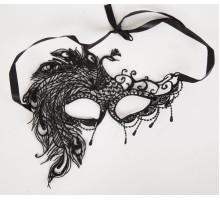Карнавальная кружевная маска с жар-птицей (черный)