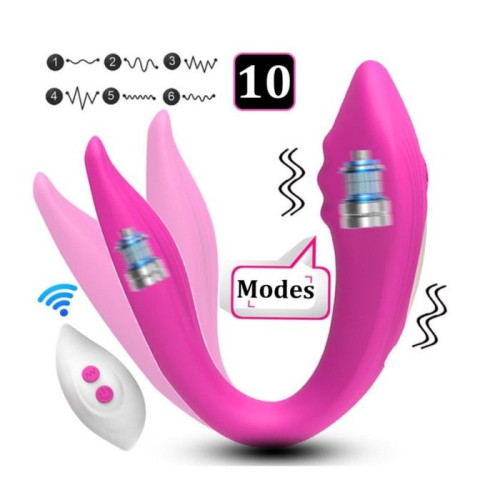 Розовый вибратор для пар с 10 режимами вибрации и пультом ДУ (розовый)
