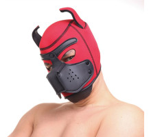 Красная неопреновая БДСМ-маска Puppy Play (красный)