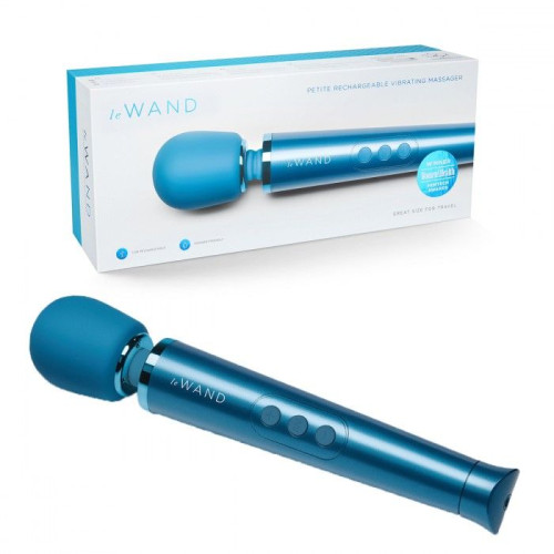 Синий жезловый мини-вибратор Le Wand c 6 режимами вибрации (синий)