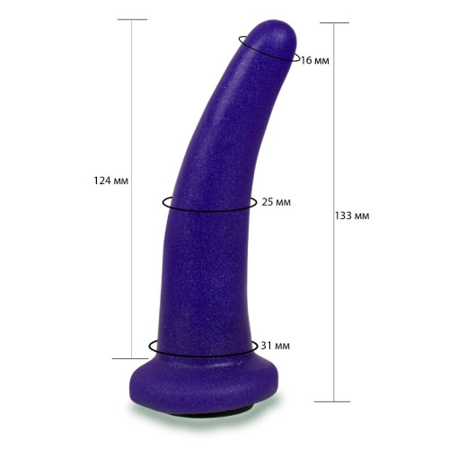 Фиолетовая гладкая изогнутая насадка-плаг - 13,3 см. (фиолетовый)