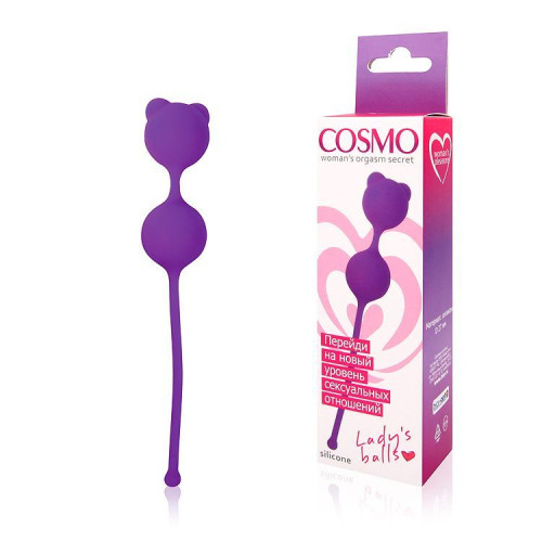 Фиолетовые вагинальные шарики с ушками Cosmo (фиолетовый)