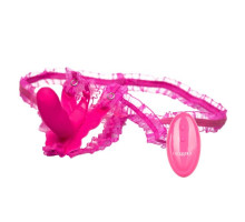 Розовая вибробабочка на ремешках Silicone Remote Venus Penis (розовый)