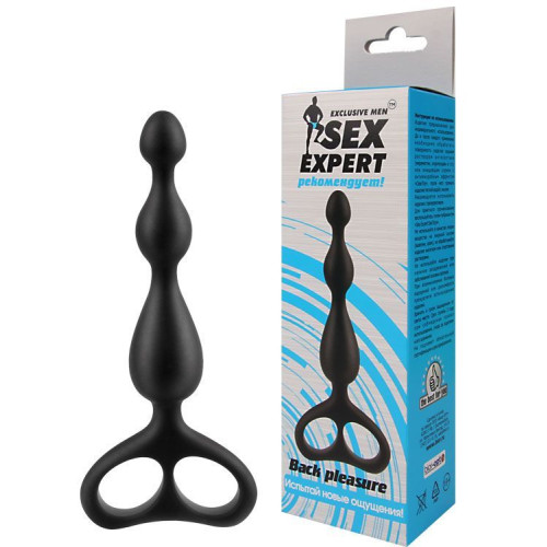 Чёрная анальная цепочка Sex Expert - 12,5 см. (черный)