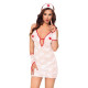 Ажурный костюм медсестры: сорочка, трусики-стринг, перчатки и чепчик (белый|S-M)