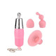 Розовый вибратор-брелок с 3 сменными насадками (розовый)