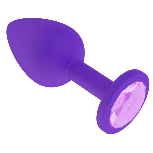 Фиолетовая силиконовая пробка с сиреневым кристаллом - 7,3 см. (сиреневый)