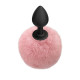 Черная анальная пробка с розовым пушистым хвостиком Fluffy (черный с розовым)