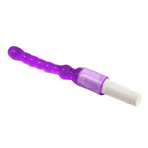 Светло-фиолетовый анальный стимулятор с вибрацией - 23,5 см. (фиолетовый)