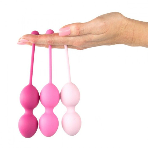 Набор из 3 розовых вагинальных шариков FemmeFit Advanced Pelvic Muscle Training Set (розовый)