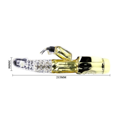 Золотистый вибратор Gold Rabbit Prince с ротацией - 21,5 см. (золото)