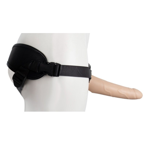 Пустотелый страпон Harness CLASSIC с бандажом - 19,5 см. (телесный с черным)