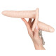 Телесный женский страпон с вагинальной пробкой Strap-On Duo - 15 см. (телесный)