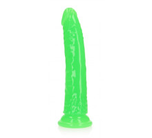 Зеленый люминесцентный фаллоимитатор на присоске - 22 см. (зеленый)