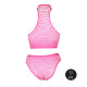 Эффектный розовый комплект Turtle Neck and High Waist Slip (розовый|XL-4XL)
