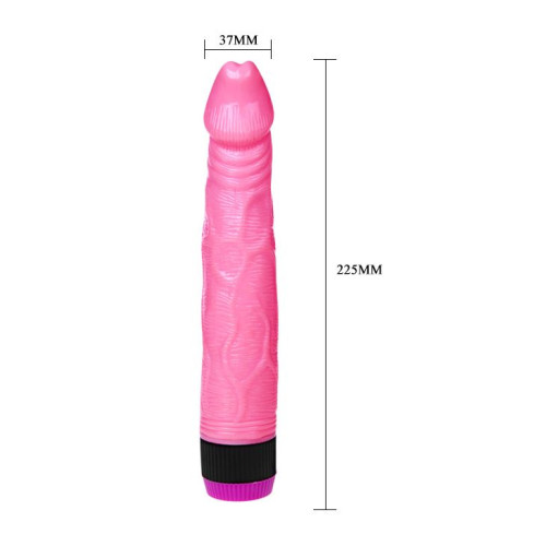 Розовый рельефный вибромассажер Adour Club - 22,5 см. (розовый)