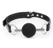 Черный силиконовый кляп-шарик на ремешке (черный)